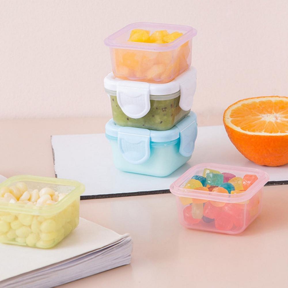 Stackable Mini Food Storage Container with Clip-on Lid, Condiment and Sauce Containers  Snack Boxes for Kids 
